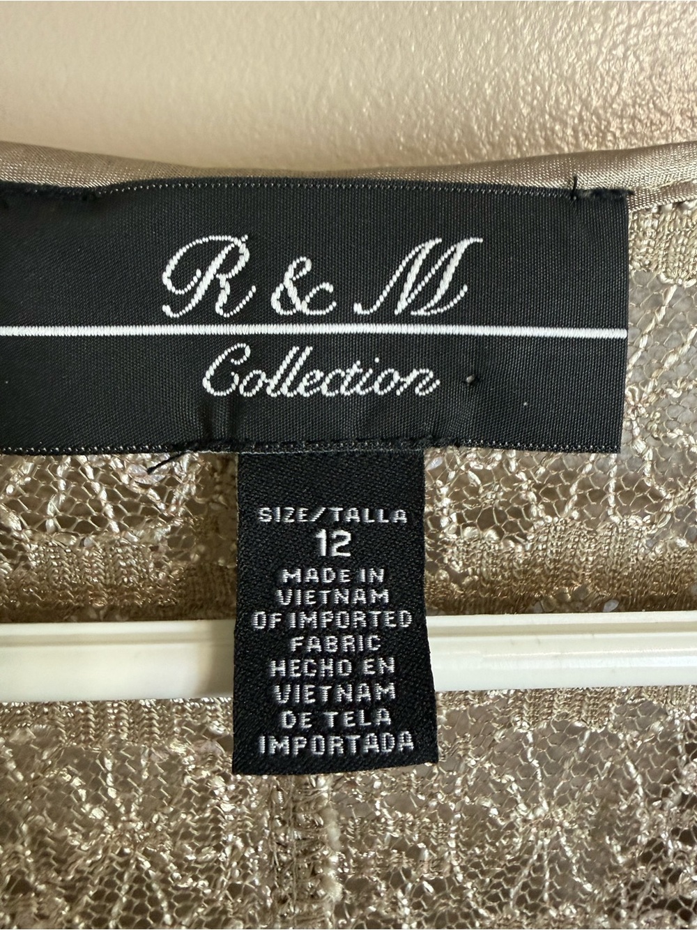 R&M Richards 2 Piece Taupe Gold‎ Sequin Lace Mother of Bride Dress Jacket Set 12 - Picture 14 of 16